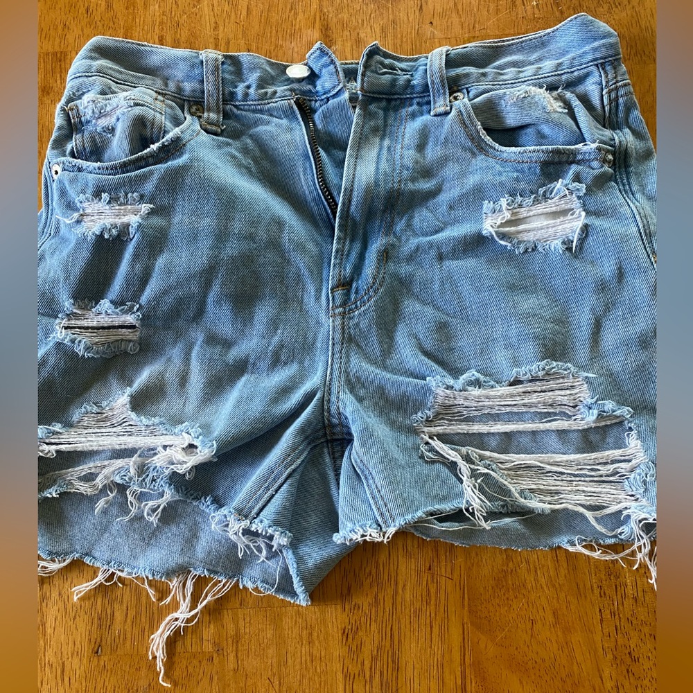 American Eagle ripped jean shorts, lightly worn, size 2.